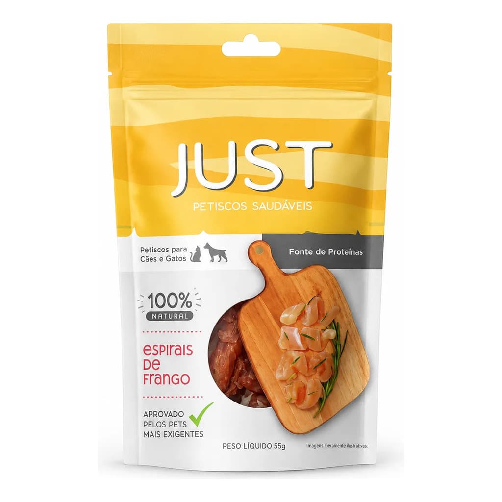 Petisco Natural Just Cães E Gatos Espirais De Frango 55g