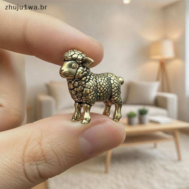 Fengshui Estátua De Cabra Do Zodíaco Chinês , Estatueta De Ovelha De Latão Artesanal , Mini Ornamento De Mesa Para Decor