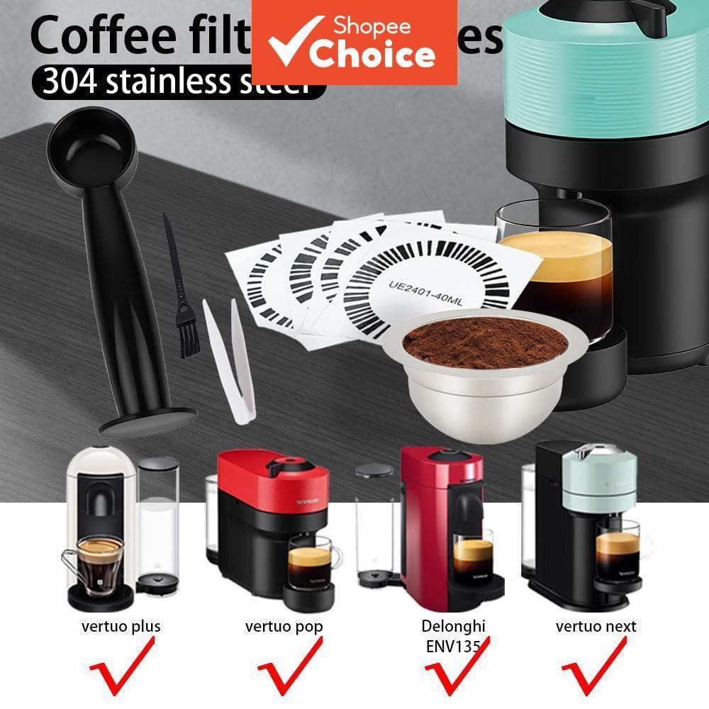 Conjunto De Cápsulas De Café De Aço Inoxidável Reutilizáveis , Vagens Recarregáveis Para Máquina Doméstica
