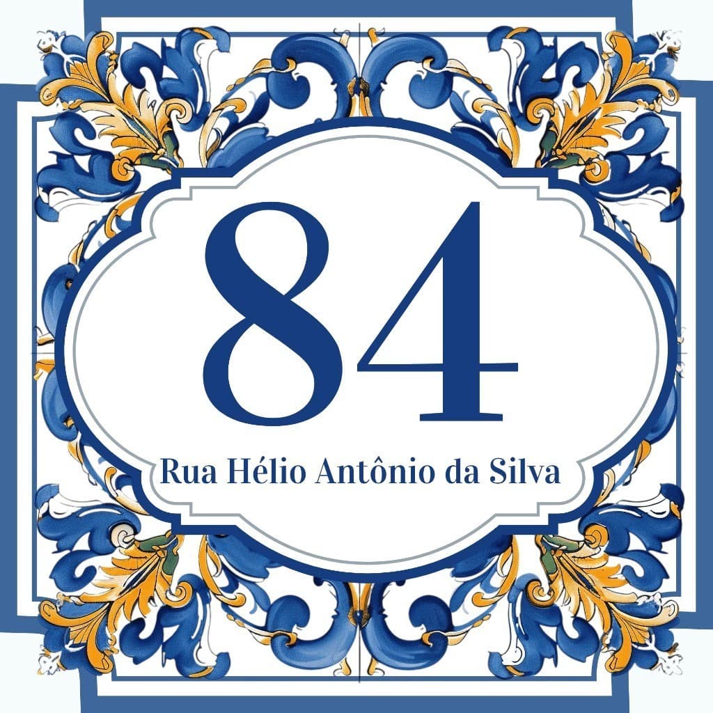 Azulejo Número para Casa Estilo Português – 10x10 / 15x15 / 20x20 cm – Personalizado