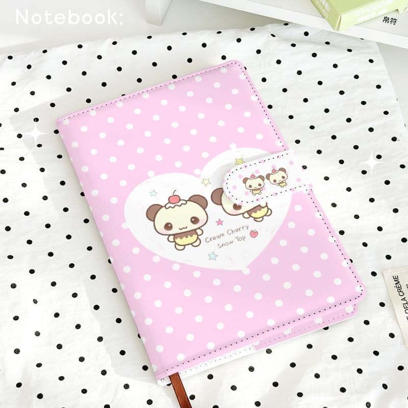 Ins estilo nicho bolinhas urso a5 Notebook couro do plutônio multifuncional sanduíche nota bloco de notas fivela magnéti