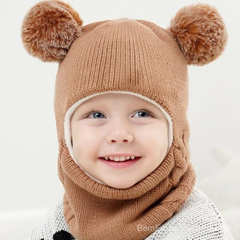 Gola para Bebê Menino, Cor Sólida, À Prova de Vento, Gorro de Lã Quente de Inverno para Crianças