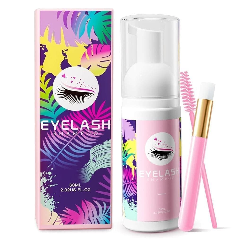 Conjunto de Shampoo para Limpeza de Cílios Buqikma, 60ml/2.02 fl oz, inclui escova para limpeza de cílios e limpador HBH