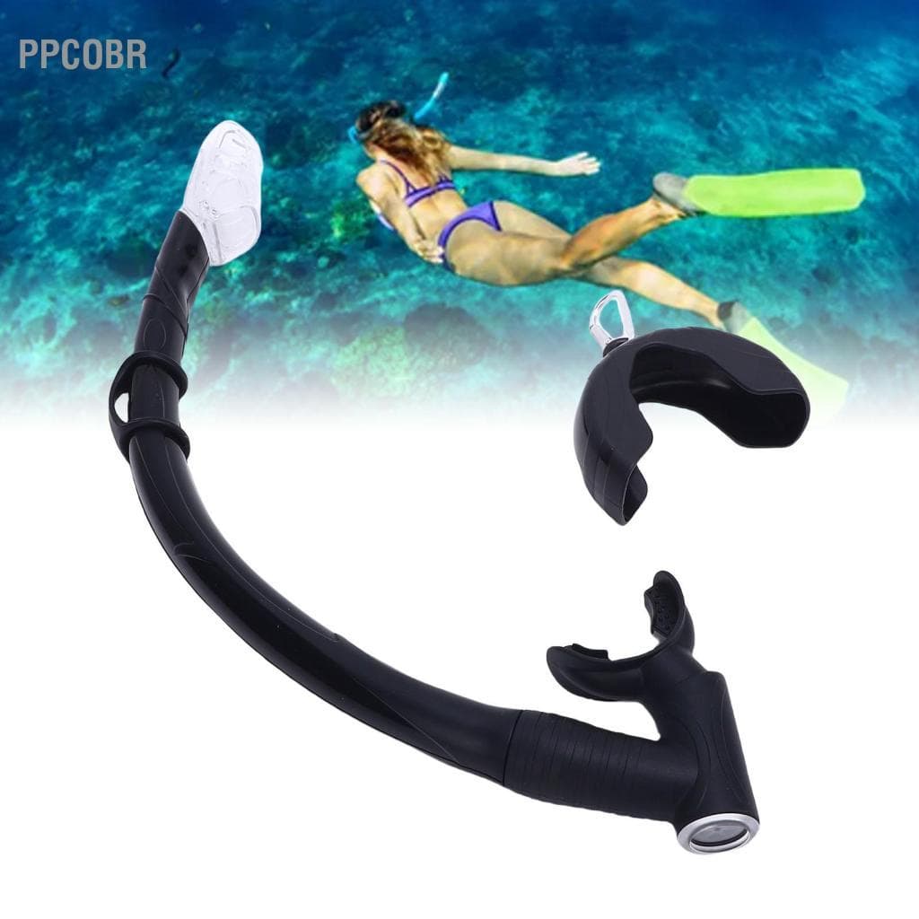 Ppcobr Snorkel de mergulho livre 2 em 1 silicone aerodinâmico macio flexível enrolar tubo dobrável para mergulho preto