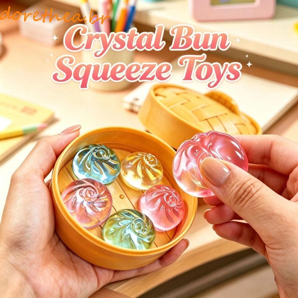 DORETHEA Mini Bolinhos Squishy , Brinquedo De Pão A Vapor De Cristal Bonito Sensorial Fidget Espremível