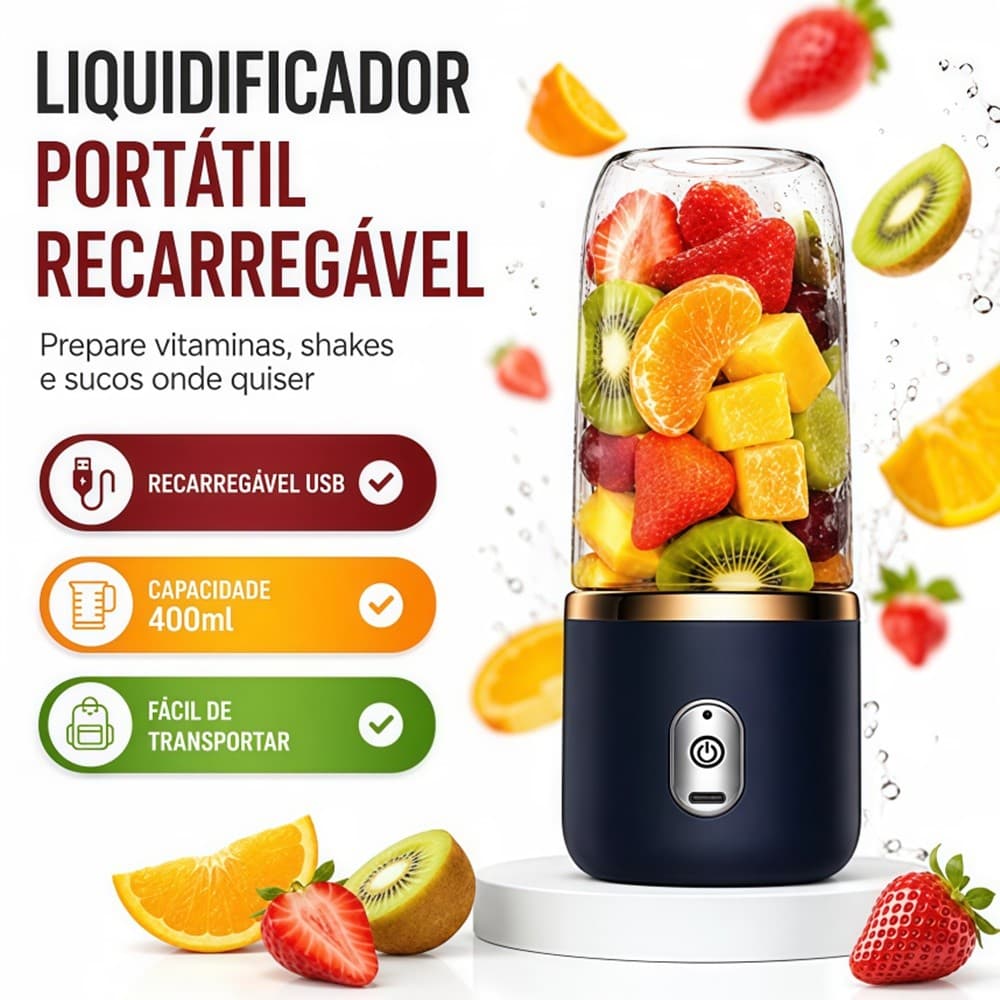 400ML 6 Lâminas Espremedor Elétrico Mini Liquidificador Portátil De Suco De Alimentos Misturador Leite Voltik