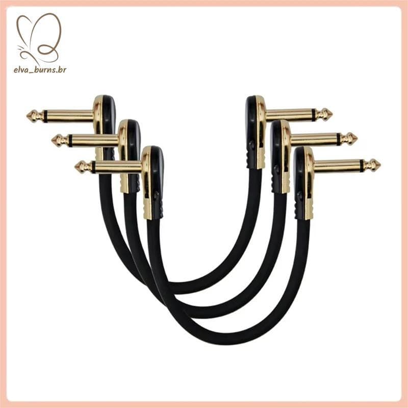 [elva_burns.br] 3 Pcs Cabos De Remendo De Guitarra Ângulo Reto Cabo De 30 Cm Para Pedais De Efeito Conector Elétrica B