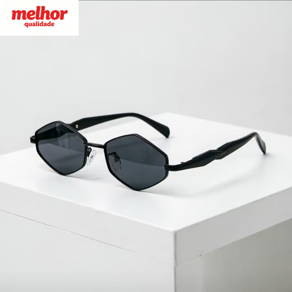 Óculos de sol retrô com armação de Metal em formato de diamante UV400 Lente Anti-ultravioleta para PC Óculos de sol excl