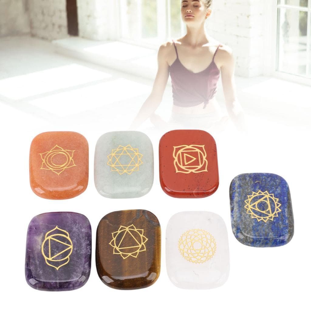 Zerone Runes Stone Set Cristal Mármore Brilhante Para Iniciantes Yoga Meditação Com Cordão Bolsa Colecionadores De Gemas
