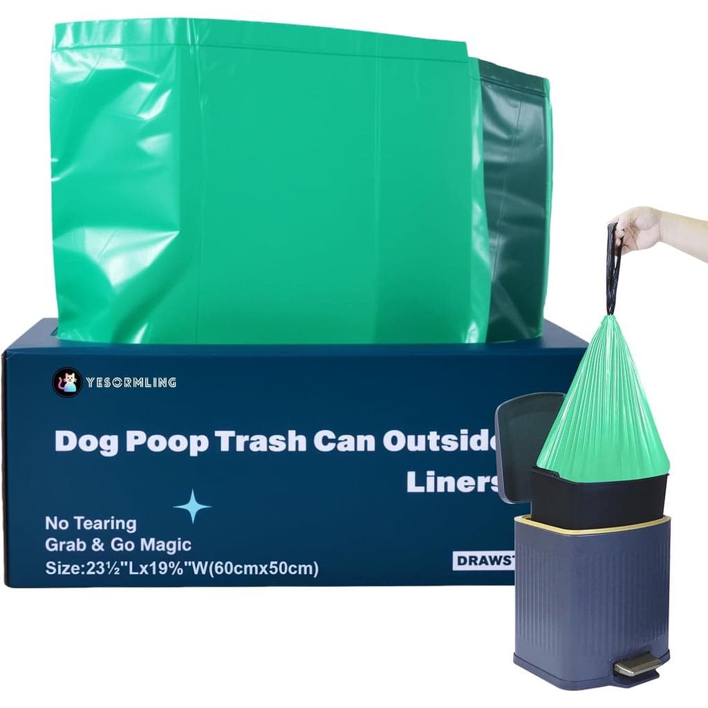 Sacos para Dejetos de Cães, 23,5'' x 19,5'', Design Reforçado com Cordão, Resistentes a Rasgos e à Prova de Vazamentos,