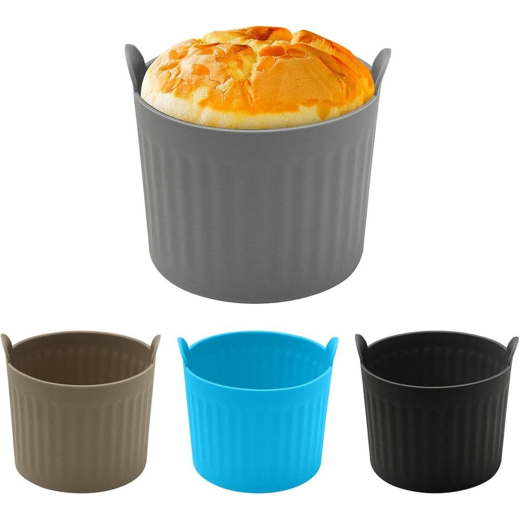 Conjunto de 4 Formas de Silicone para Assar em Air Fryer, Formas de Silicone para Air Fryer, Formas para Bolos de Fácil