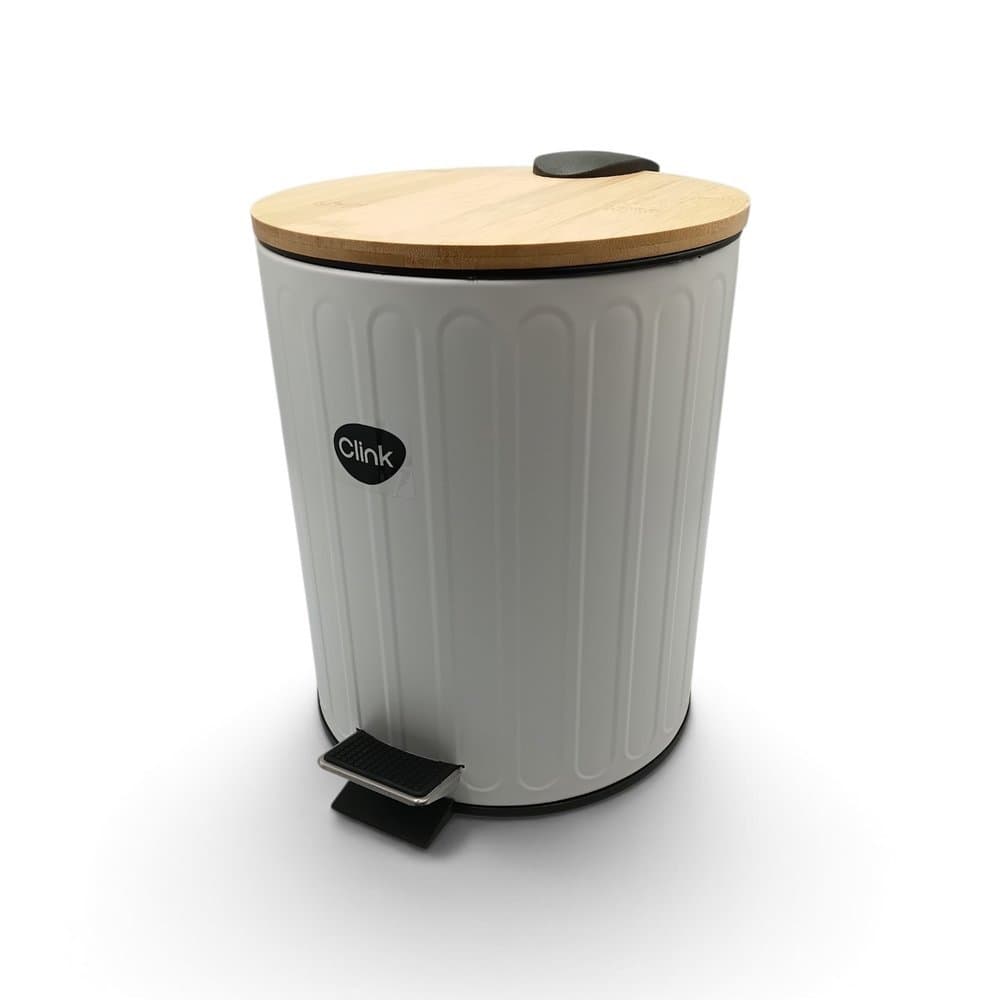 Lixeira com Pedal 5L Tampa de Bambu Clink Lixeira para Cozinha Banheiro Escritório com Balde Removível