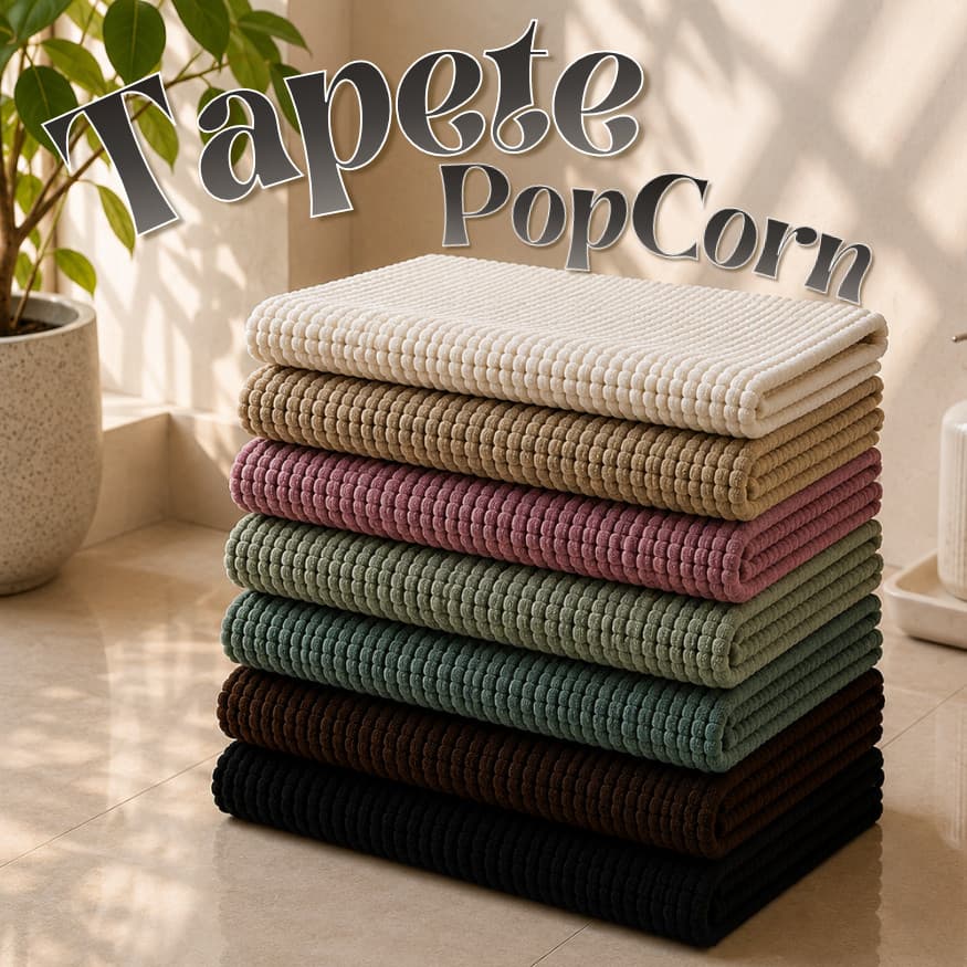 Tapete Banheiro Popcorn Bolinha Antiderrapante Macio Lavável Felpudo