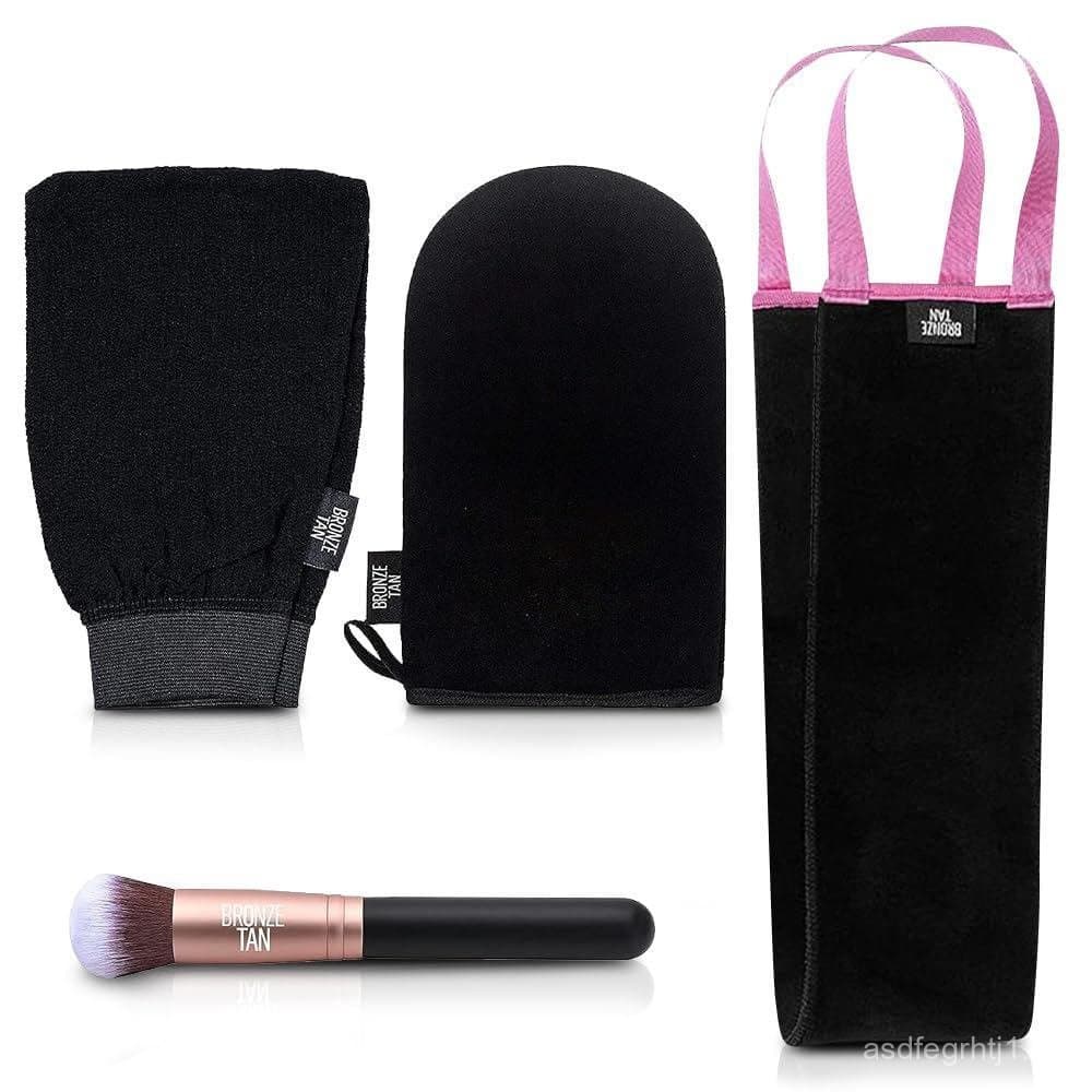 Kit de Acessórios BronzeTanSelfTanner-Inclui Luva para Autobronzeamento, Luva Esfoliante para Remover o Bronzeado, Aplic