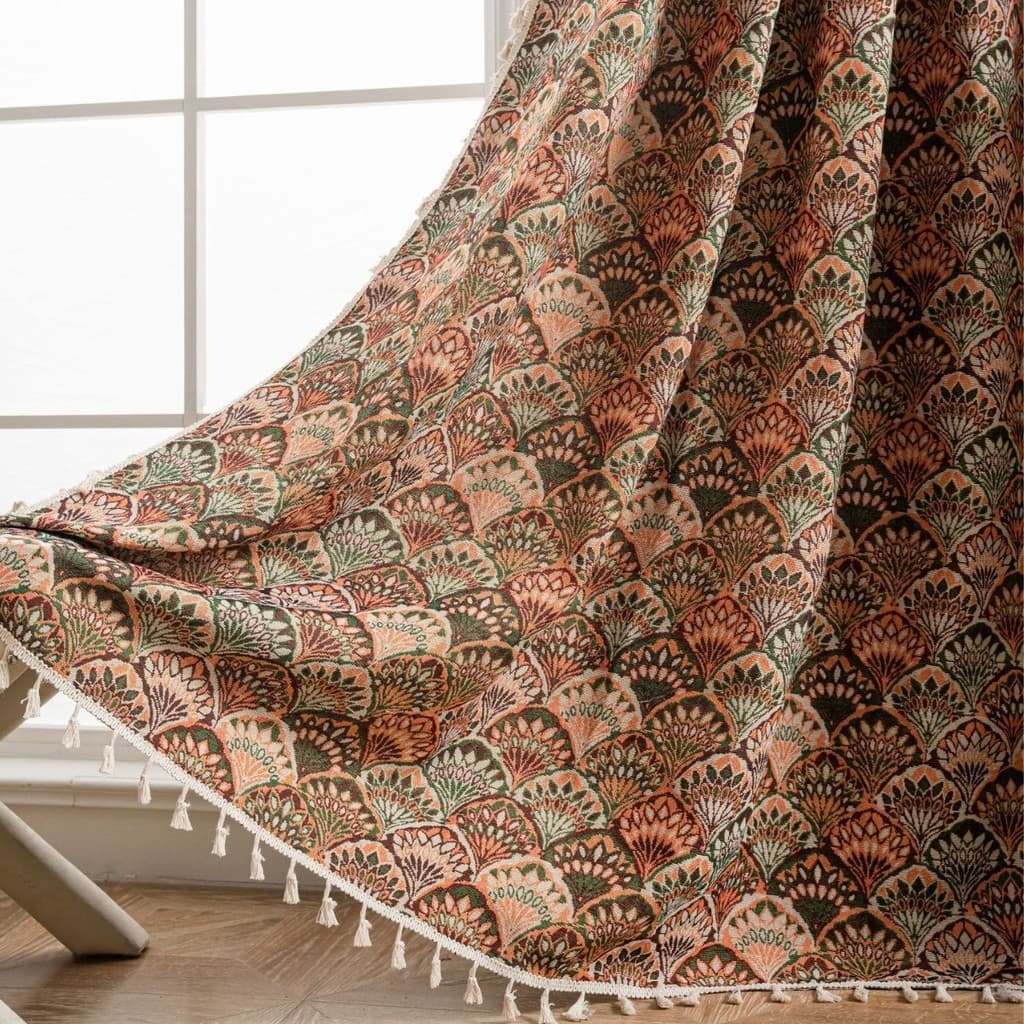 Qiyun americano Retro Jacquard cortina Semi-Blackout cor engrossado acabado cortina divisória de cozinha cor contraste