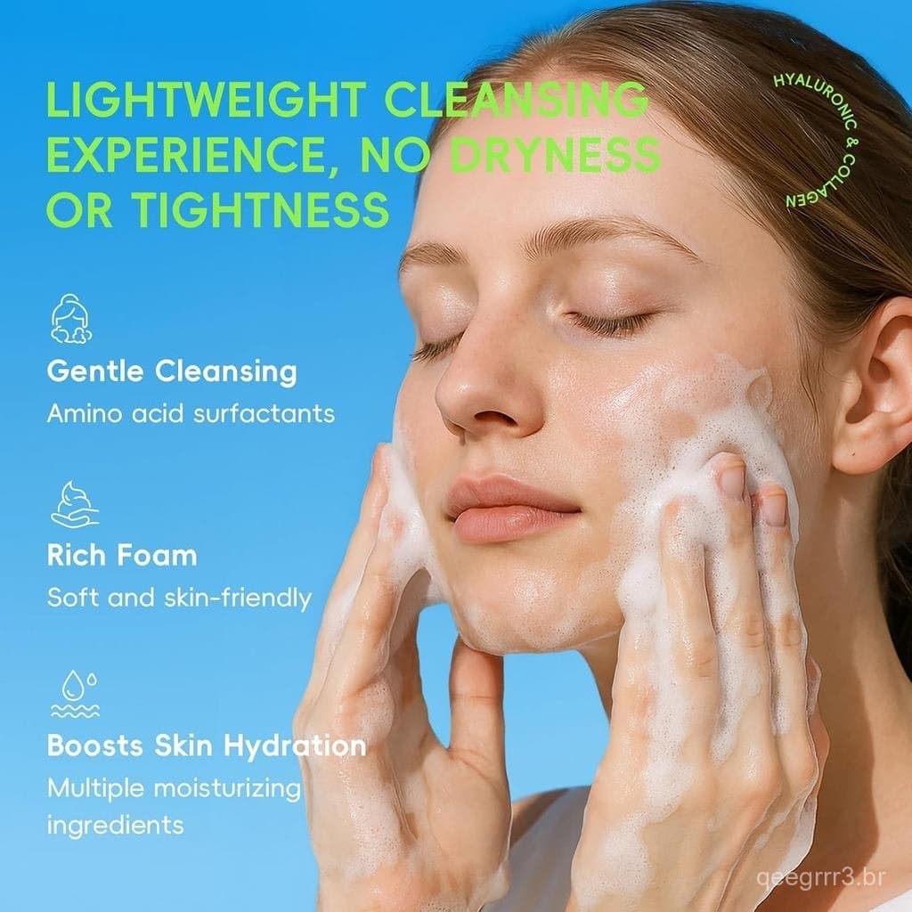 HyaluronicAcid&CollagenFacialCleanser,AminoAcidSurfactantsFaceWash,HydratingGentleingCleanserforRepairingDeepMoisturzing
