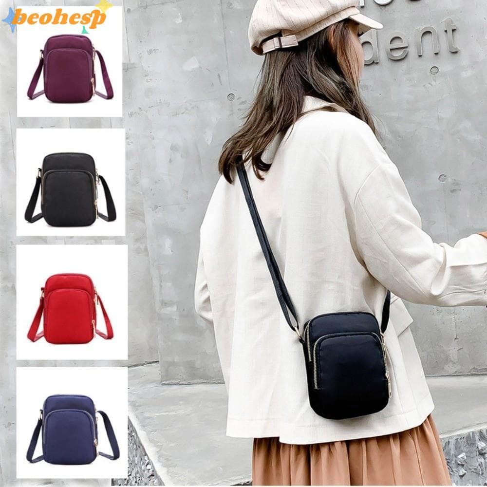 Bolsa Crossbody BEOHESP , De Ombro Com Alça Ajustável Fecho De Zíper Pulso Multicamadas De Nylon