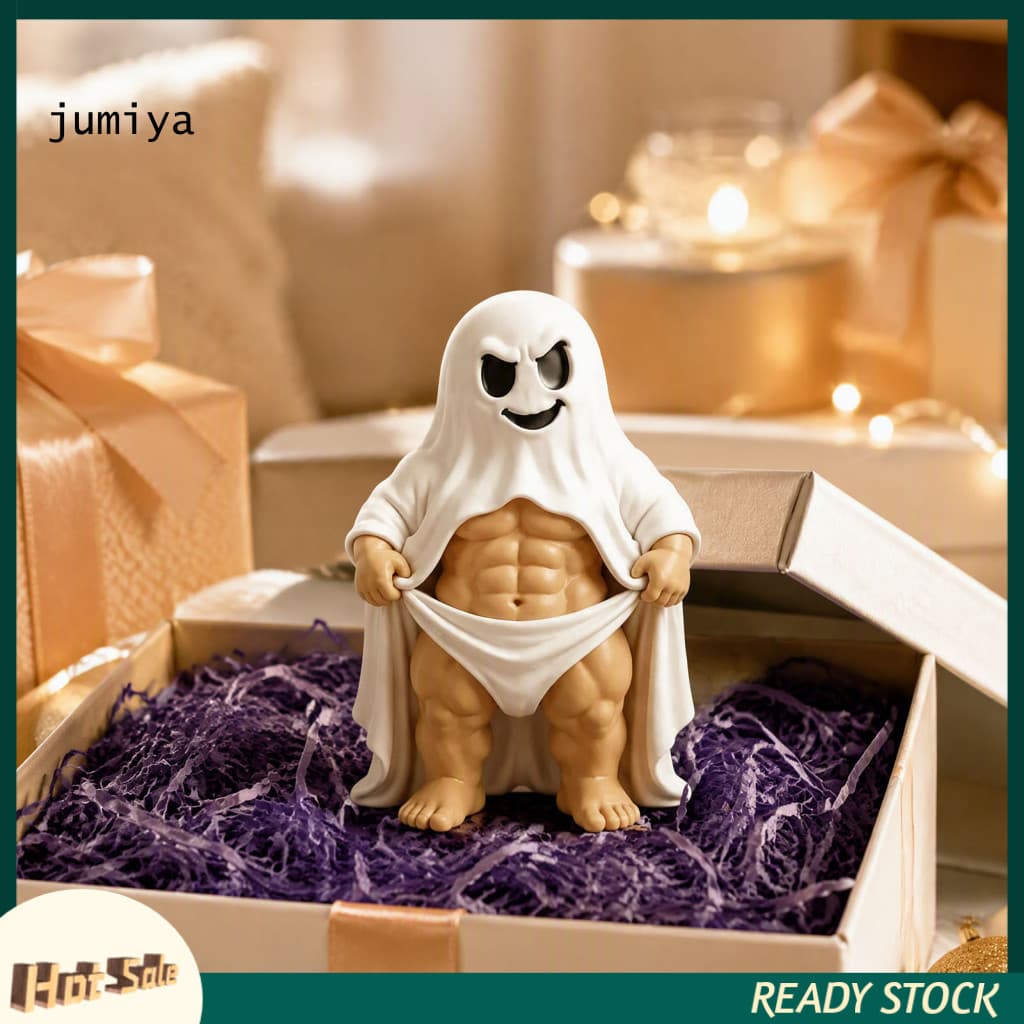 Ghost Figurine for Halloween Funny Resin Statue Spooky Desktop Ornament Novelty Party Decor for Home Table