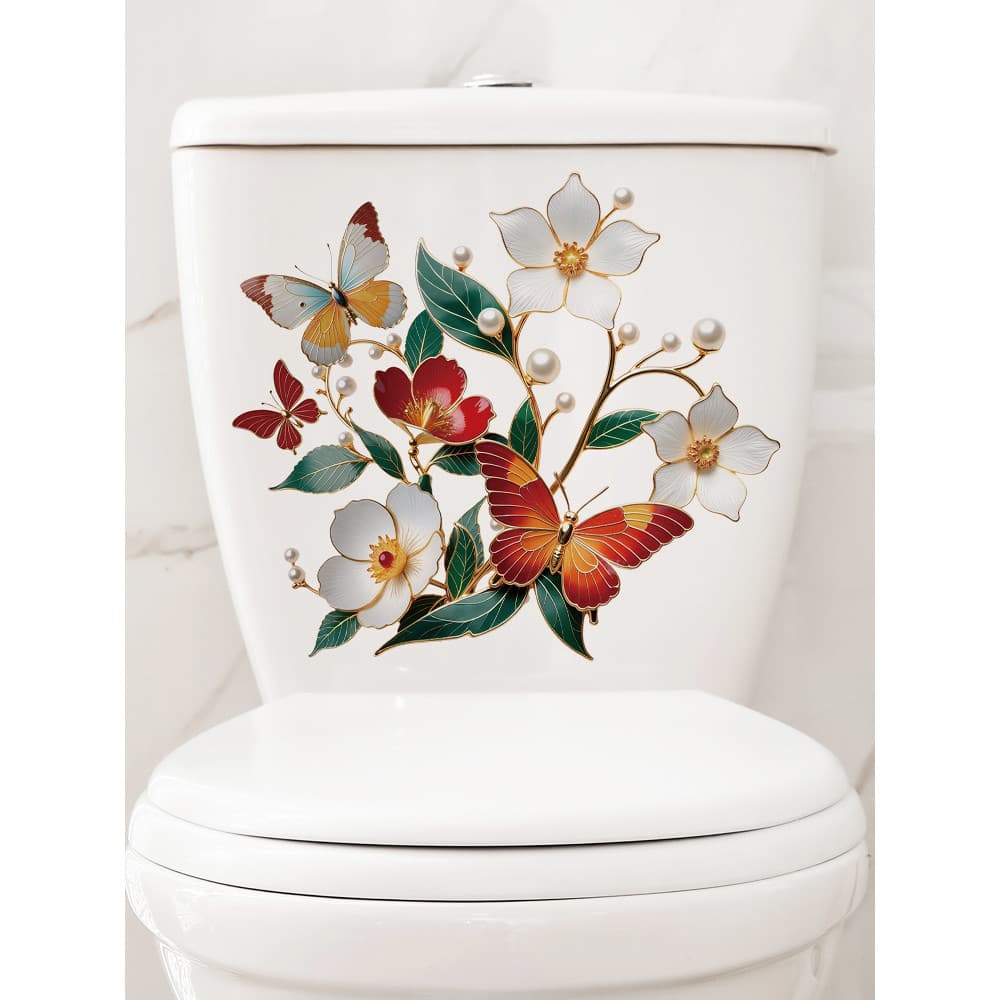 Fresco simples flor planta borboleta adesivo de parede auto-adesivo à prova dwaterproof água decoração da parede adesivo