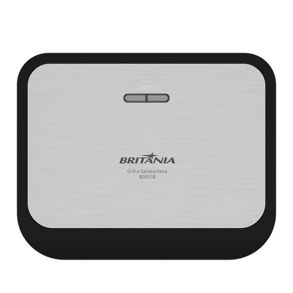 Grill e Sanduicheira Britânia Preto Inox 750W 2 em 1 BGR25B