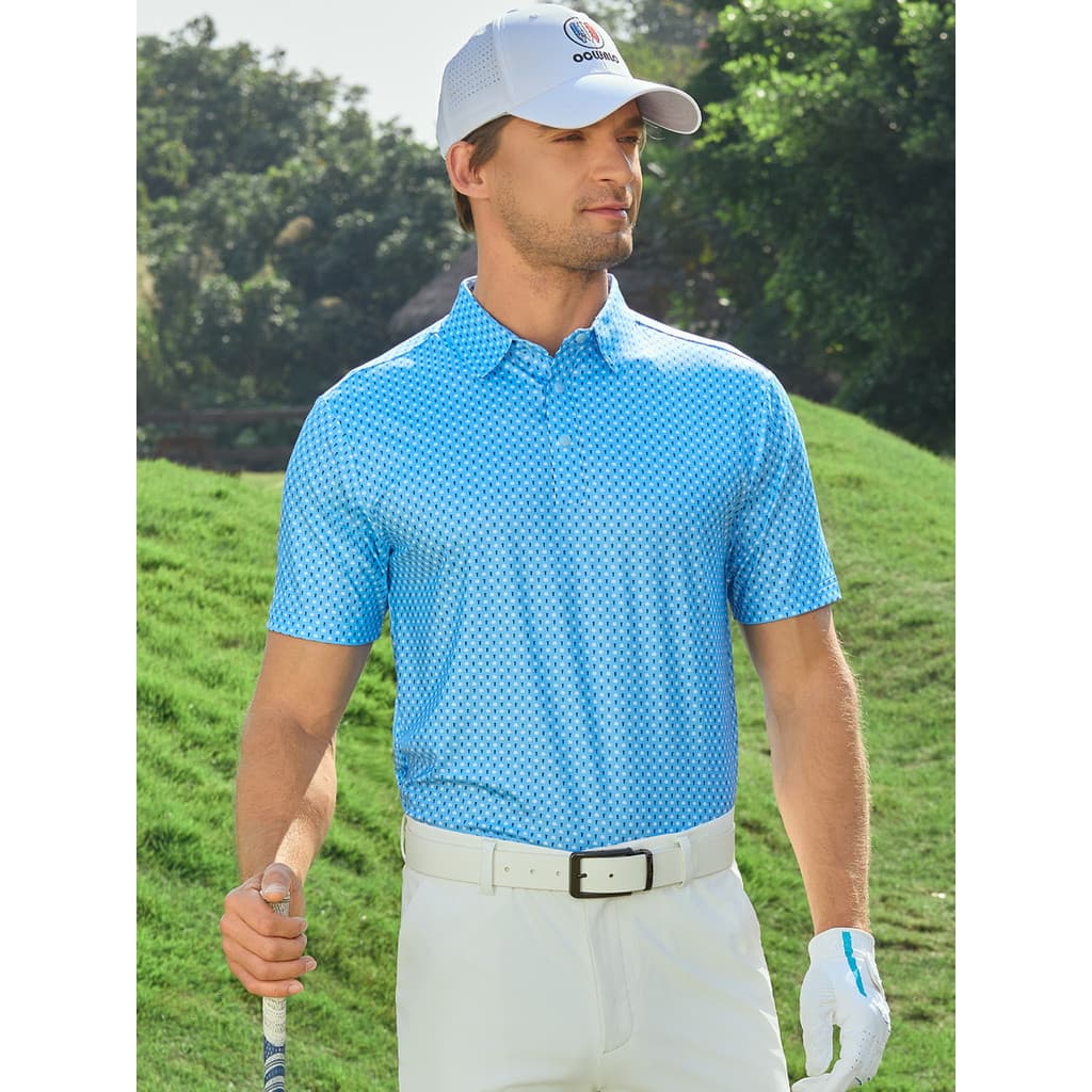 Roupas masculinas de golfe de verão impressas camiseta de manga curta estiramento de secagem rápida fantasia topo roupas