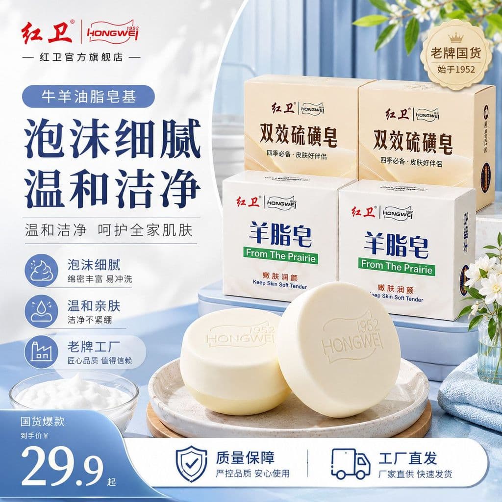 【⏫⏫⏫] Sabonete de enxofre Hongwei Antibacteriano Antiácaro Sabonete para lavagem facial Marca antiga Produtos domésticos