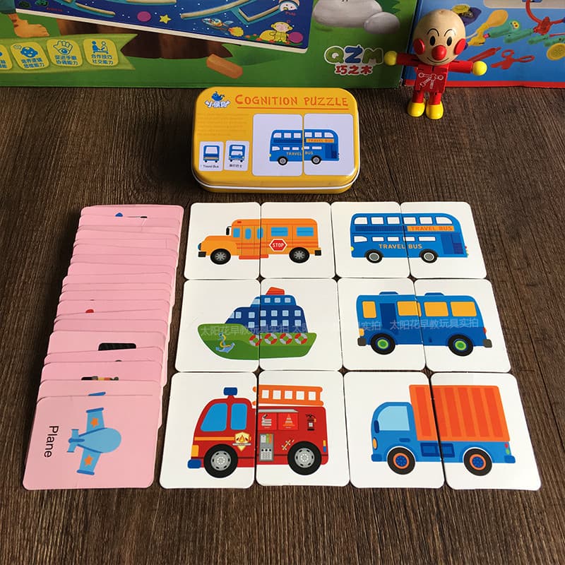 Iluminação do bebê educação precoce tráfego cognitivo carro Animal emparelhamento inquebrável cartão de alfabetização 23