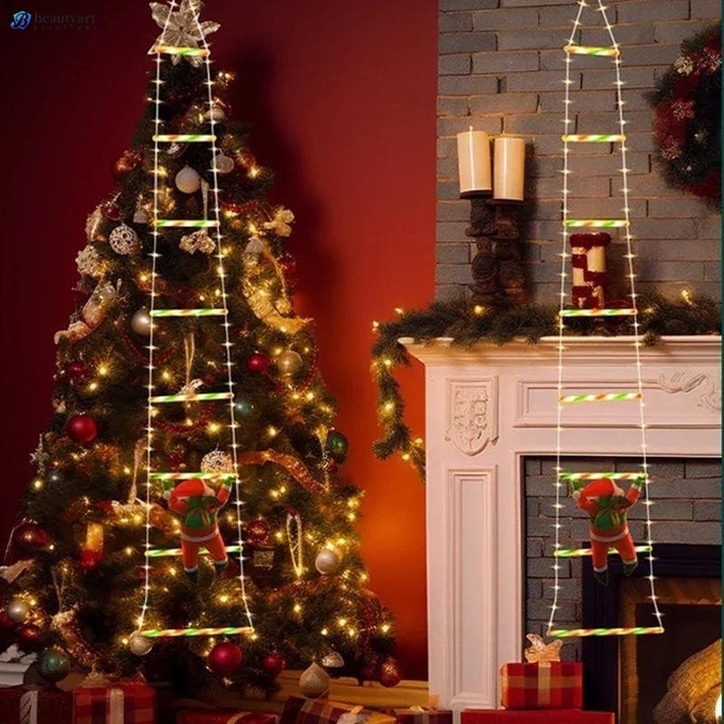 Luzes De Natal LED USB-8 Modos De Escadas De Escalada Do Papai Noel Para Decoração De Jardim