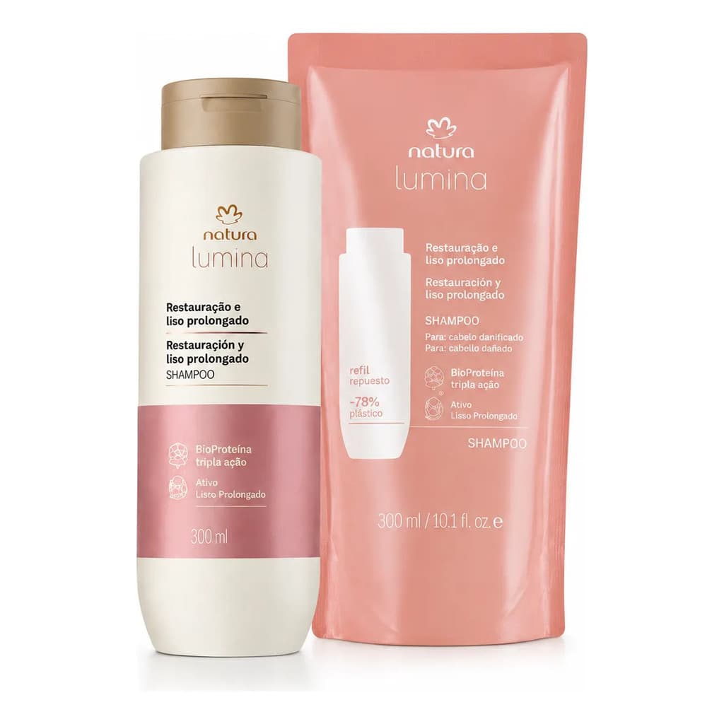 Kit Shampoo Natura Lumina Liso Prolongado 2x300ml
