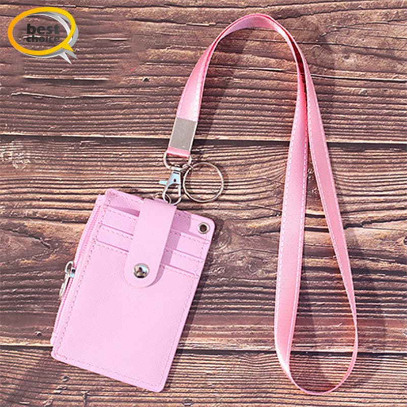< DK > 1 Pçs Titular Do Cartão Fino Pequeno Zíper Chaveiro Bolso Frontal ID Crachá Carteira Com 5 Slots De