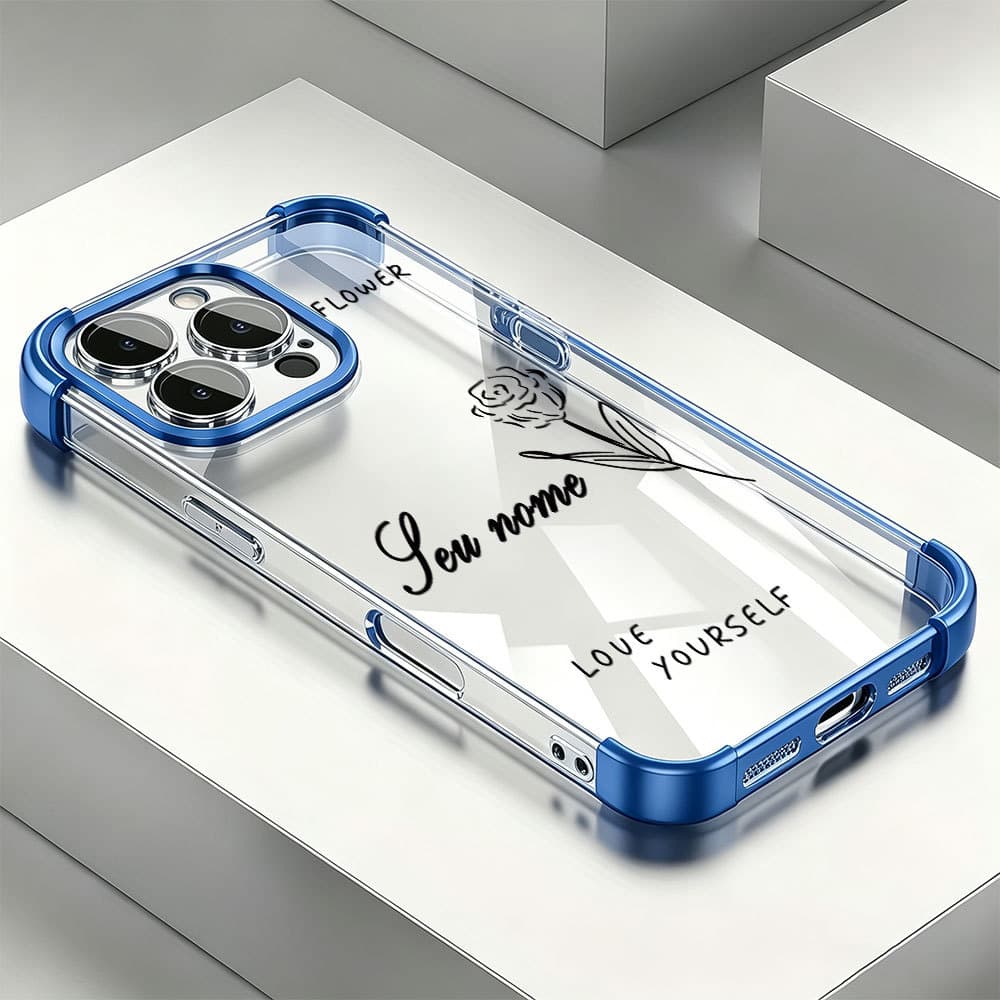 Personalizada Com Nome Capa Capinha Para iPhone 16 15 14 Plus 13 12 11 Pro Max 2 Em 1 Flores Gradientes Anti-Queda