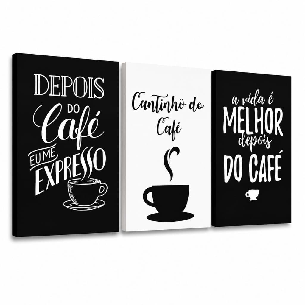 Quadro Decorativo Kit 03 Peças 20x30 A Vida é Melhor Depois do Café Para Cozinha Cantinho do Café Sem Moldura