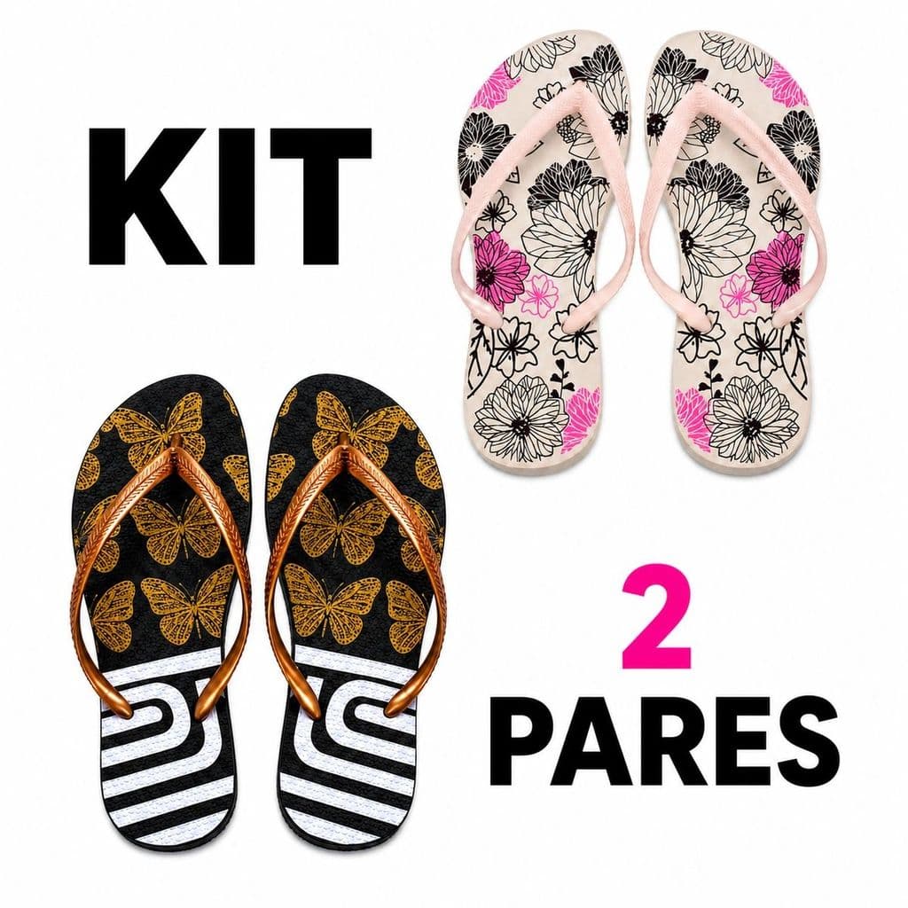 Kit 2 Chinelos Feminino Estampa Aleatorio