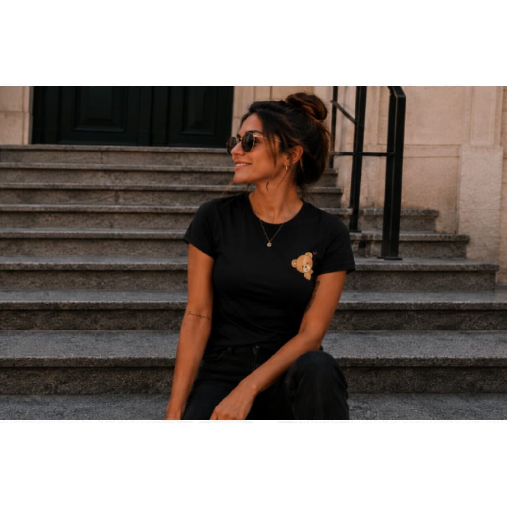 Camiseta t-shirt feminina de ursinho confortavel e estilosa