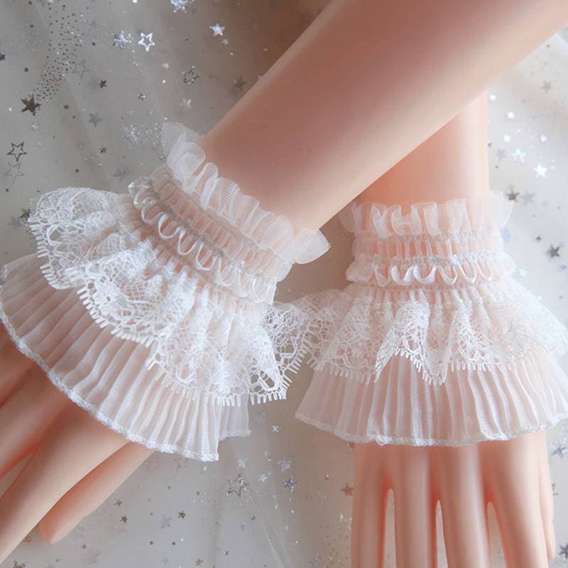 1 Par De Manicure Foto Renda Decorativa Manguito Dupla Camada Malha Chifre Manga Prego Mostrando Posando DIY Tiro Bagrou