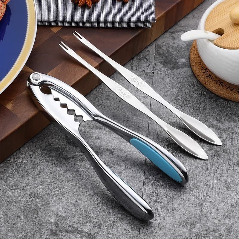 Conjunto de três utensílios para comer caranguejo, aço inoxidável, pinça especial para caranguejo, grampo para caranguej