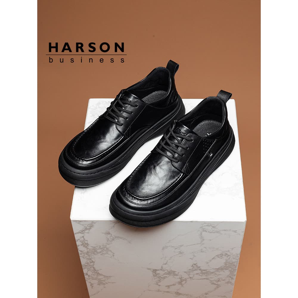 Husen sapatos masculinos novo estilo de couro genuíno negócios sapatos casuais de couro masculino preto High-End tênis d