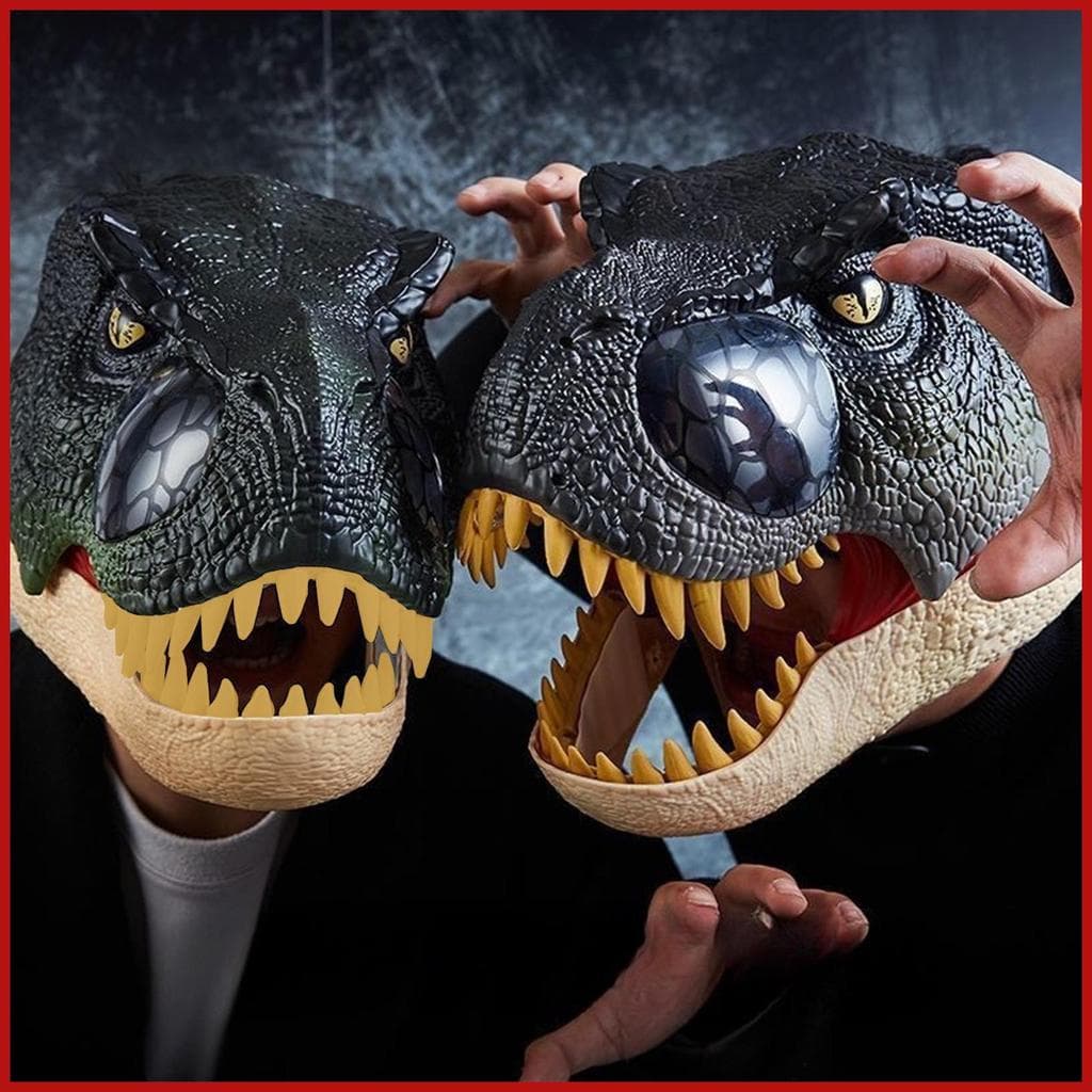 Dino Máscara Movendo Mandíbula Animal Cabeça Halloween Com Luz E Som De Brinquedo pomermy