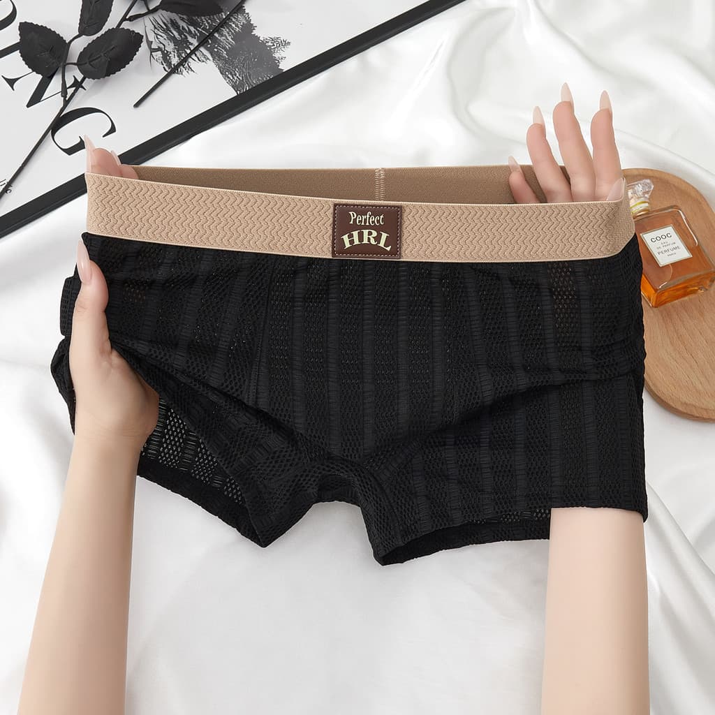 Nova cueca masculina de seda gelada, cor sólida, cintura média, tamanho grande, respirável, cueca boxer juvenil, versáti