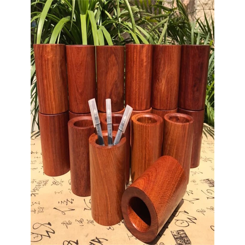 Suporte de caneta de mogno birmanês jacarandá grande fruta vermelho sândalo caneta de armazenamento de escritório inserç
