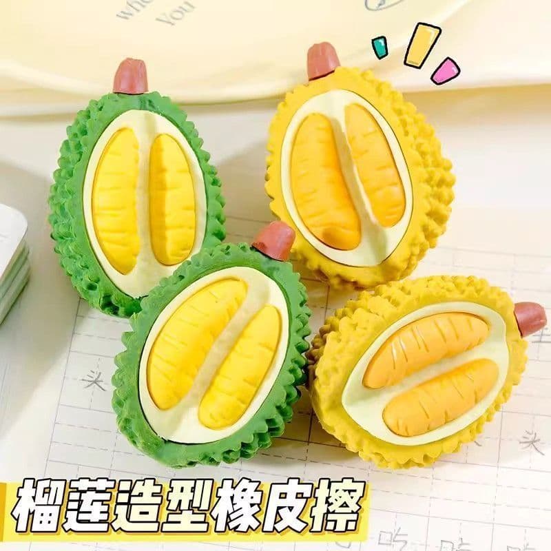 Crianças Simulação Criativa Borracha de Frutas 3D Durian Mangostão Romã Abacate Borracha Personagens Limpos Prêmios para