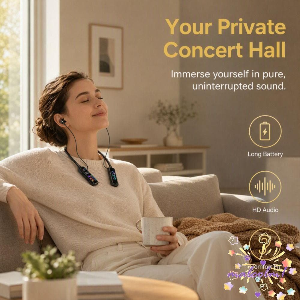 Fones De Ouvido Com Fita Para O Pescoço MALCOLM1 , Sem Fio À Prova D'água Redução De Ruído , Fone Bluetooth Som HiFi