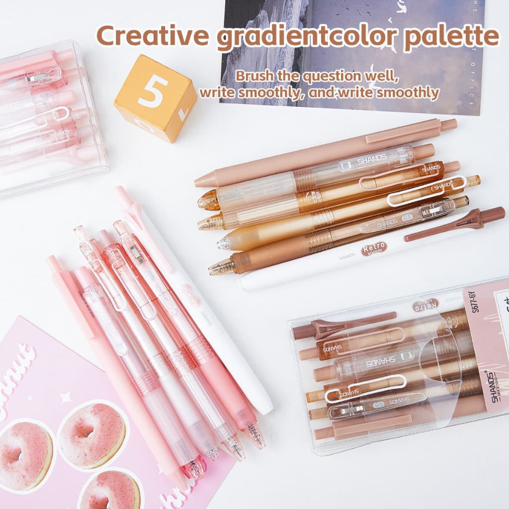 Penlab Conjunto De Caneta De Tinta Gel , 6 Peças , Retrátil Clássico , Barril Transparente , Secagem Rápida , Ponta De 0
