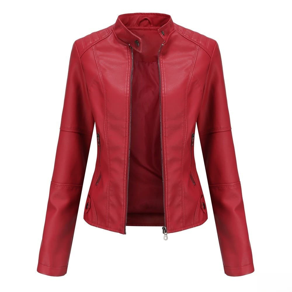 Jaqueta de couro feminina de tamanho europeu Jaqueta feminina Slim fit fina primavera outono jaqueta feminina roupas de