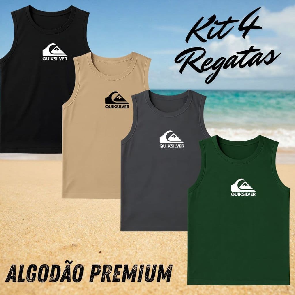 kit 4 Regatas Masculina Cavada Algodão Leve e Confortavel - SILVER 02