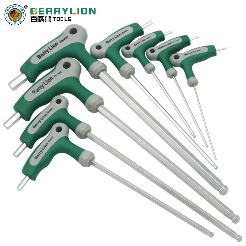 Chave Allen de cabeça esférica tipo T, conjunto único, chave de fenda Hexagonal interna métrica estendida, chave de ângu