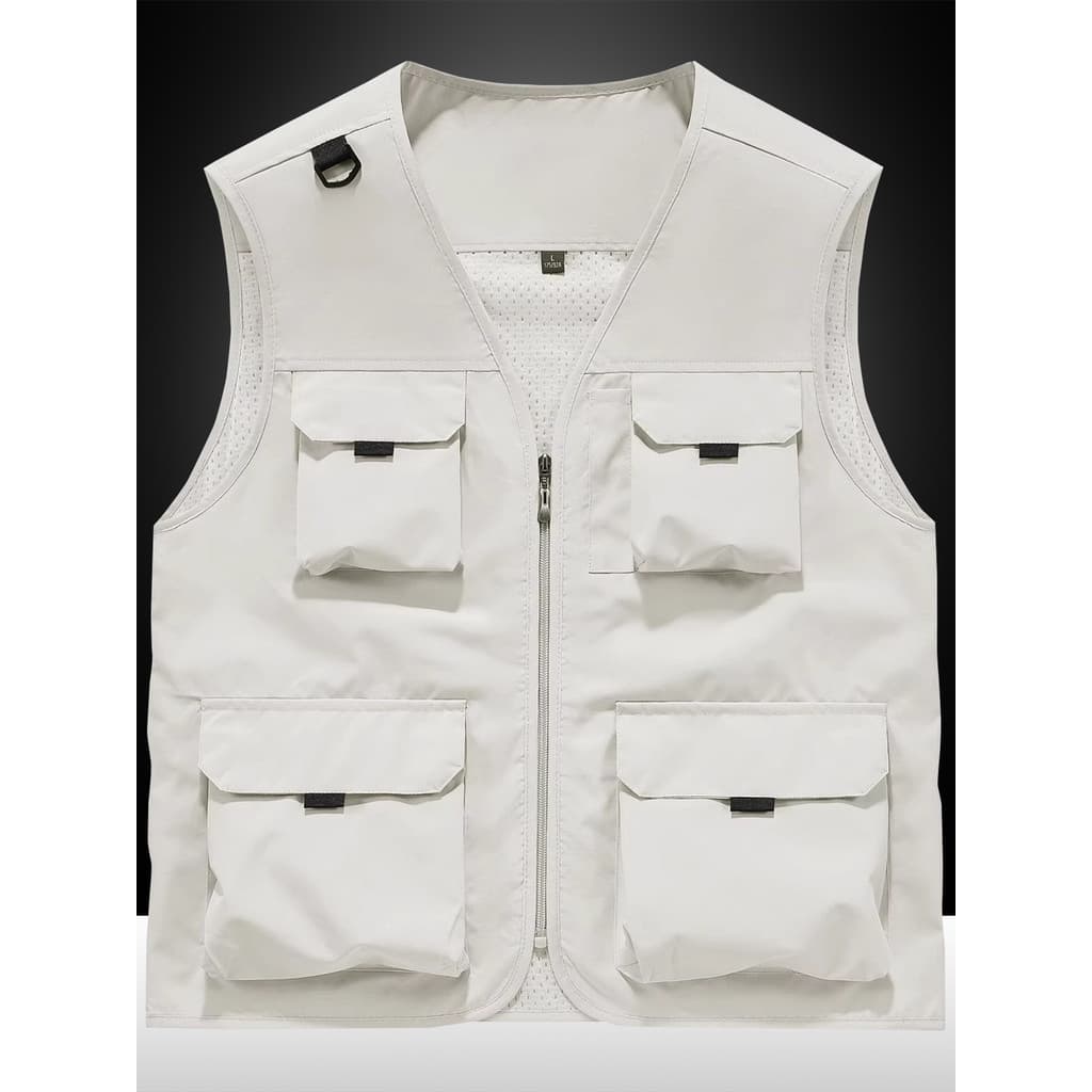 Outono colete fino masculino ao ar livre Multi-saco geral colete fotografia Casual colete solto tamanho grande com decot
