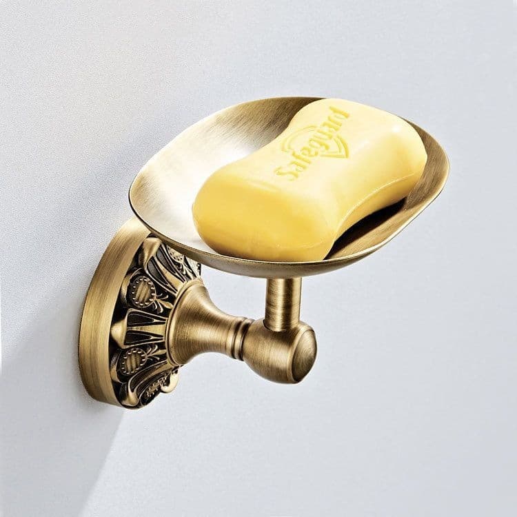 Cobre antigo Retro flor chassi Bronze saboneteira banheiro prateleira saboneteira