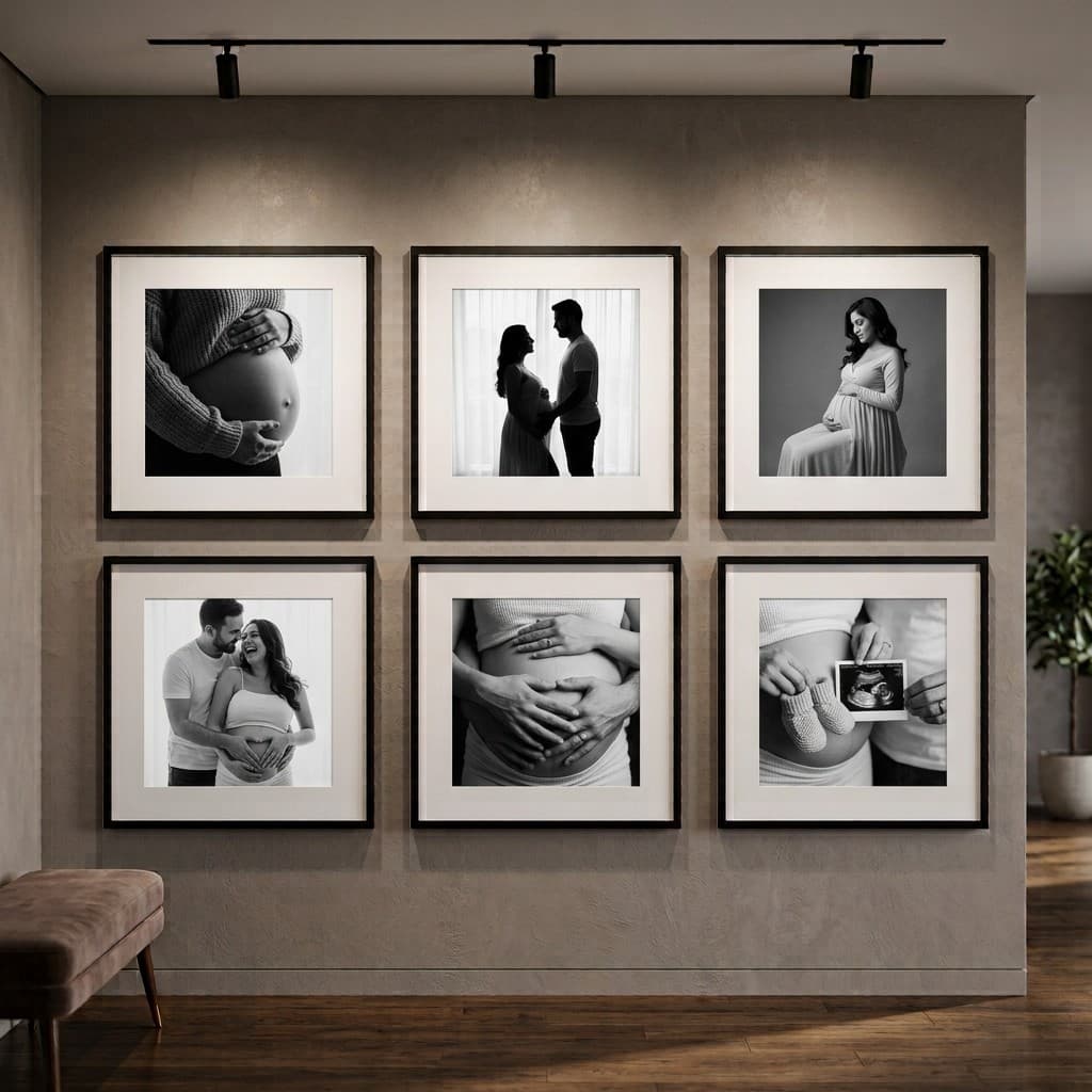 kit 6 Quadros Porta Retrato Decorativo 40x40cm Sala Foto 30x30cm Vidro Acrílico decoração elegante