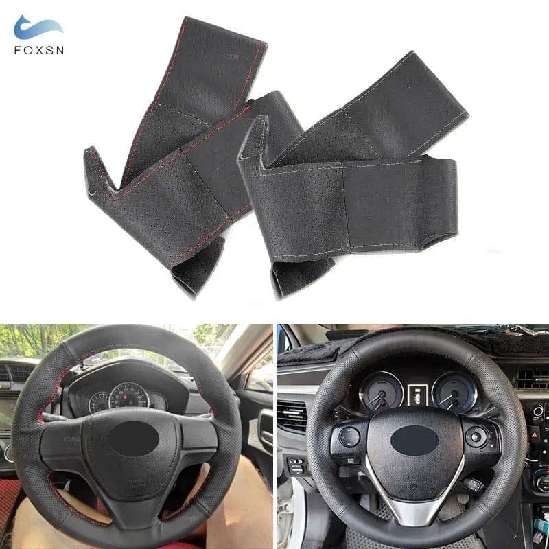 Para Toyota E'Z RAV4 Auris 2014 Corolla iM 2017 Scion 2016 Costurado À Mão Volante Do Carro Capa De Couro Acessórios Int